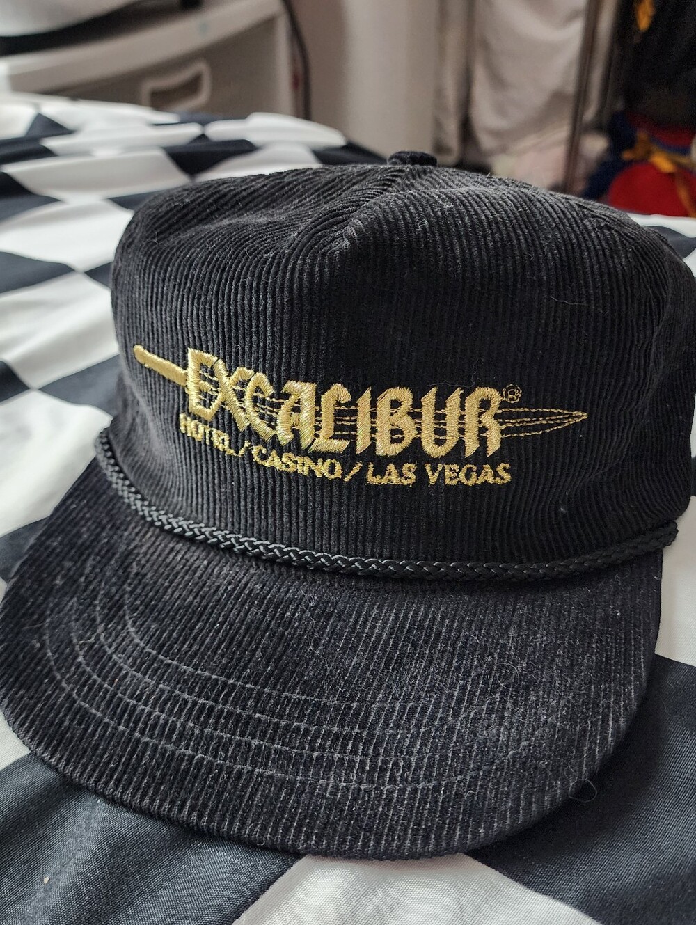 Vintage Black Corduroy Excalibur Hat